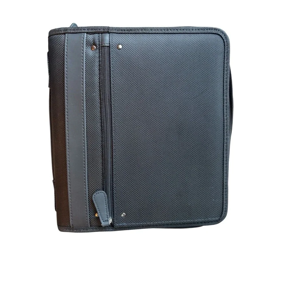 NEW Franklin compact Planner Black Zippered Binder with Card Holder & Pockets